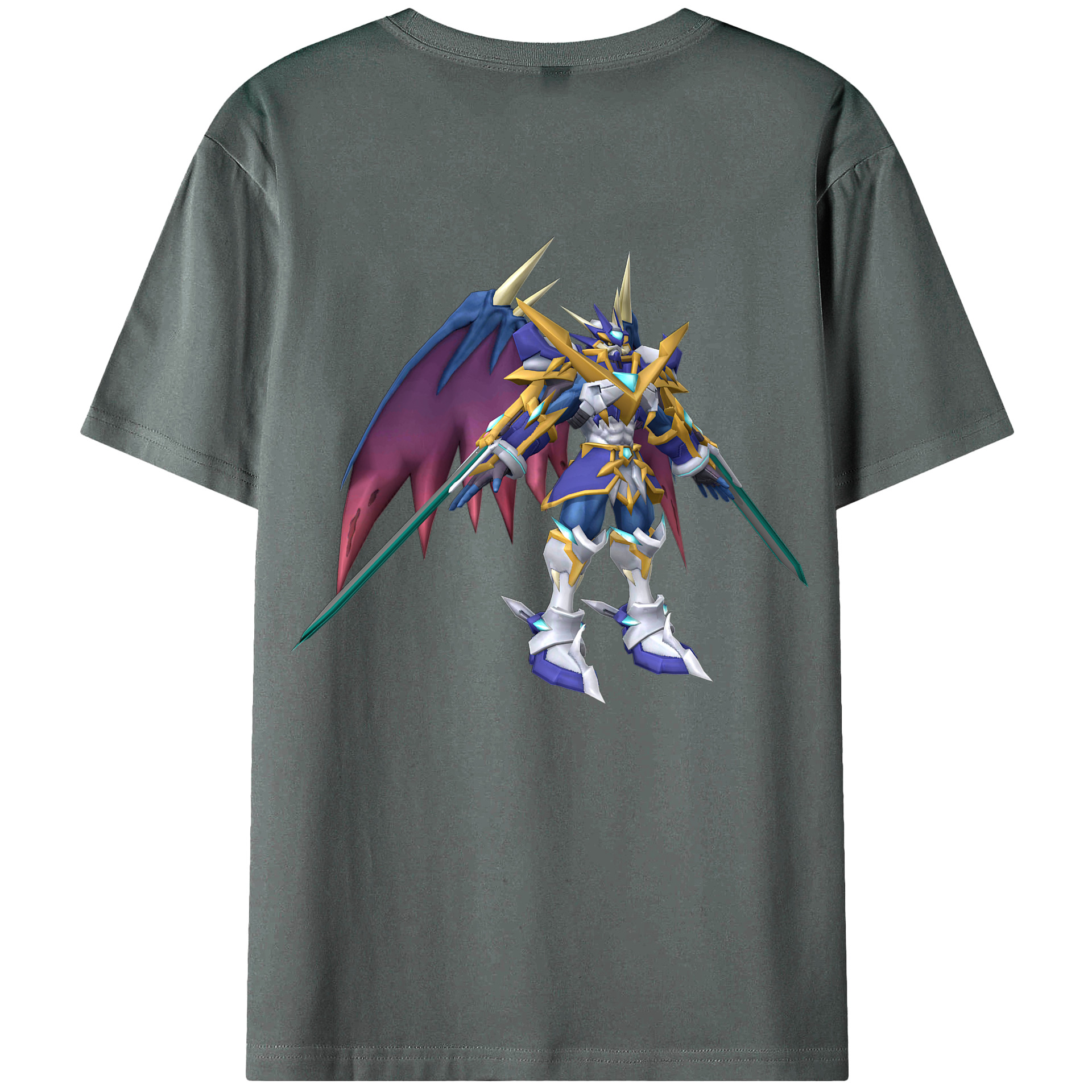 （画像用） Digimon デジタルモンスター/デジモン 綿100％ メンズ半袖Tシャツ（バックプリント） 通気性